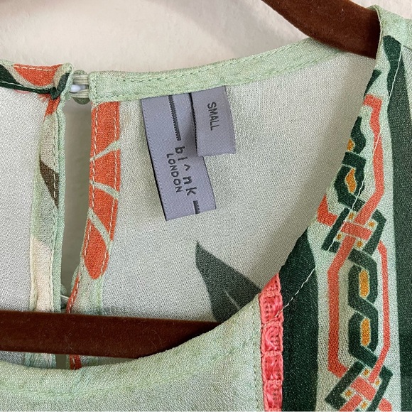 Blnk London Botanical Sage Balloon Sleeves Miranda Peasant Blouse Size Small - Picture 5 of 16